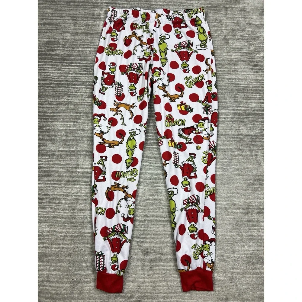 The Grinch Dr Suess Pajama Set Womens Medium Red Long Sleeve‎ Polyester Blend